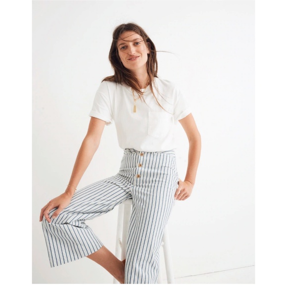 Madewell Pants - Madewell Emmett Wide-Leg Crop Pants in Stripe